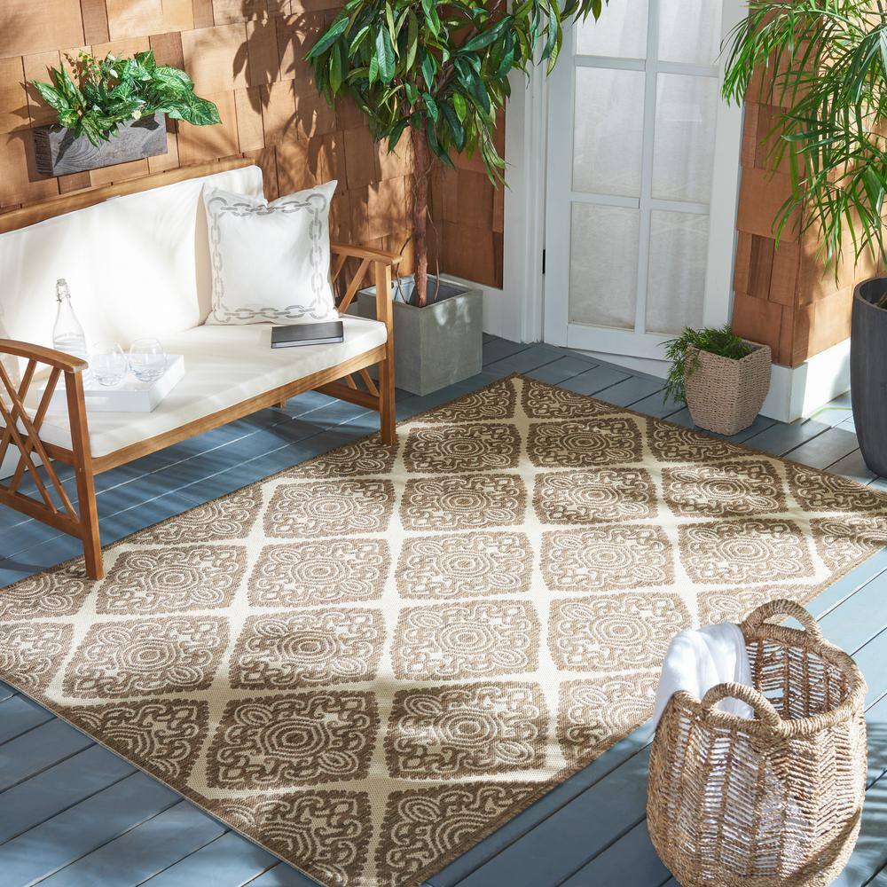 Cream and Beige Non-slip Stain-resistant Indoor Outdoor Rug