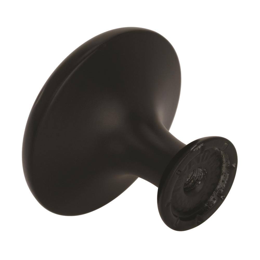 Matte Black Round Zinc Cabinet Knob with Mounting Hardware