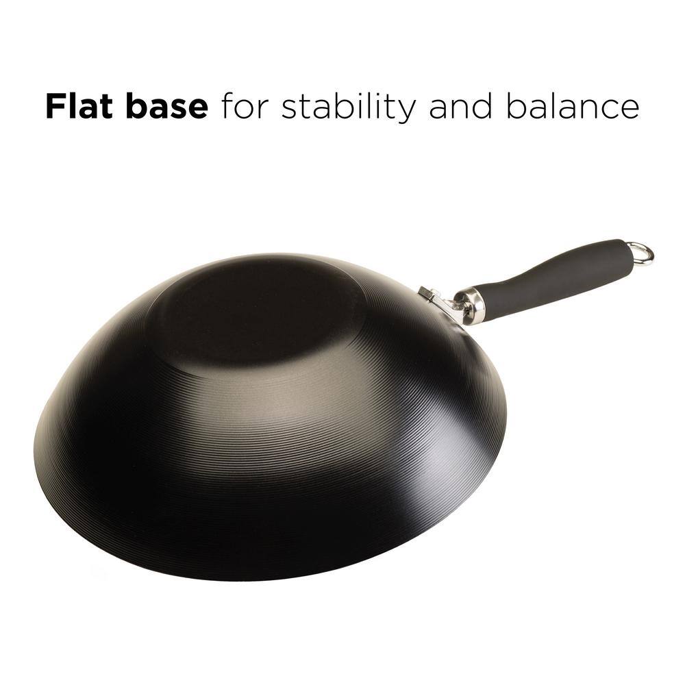 Ecolution 12" Black Nonstick Carbon Steel Wok with Silicone Handle