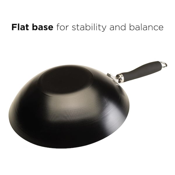 Ecolution Non-Stick Carbon Steel Wok with Soft Touch Riveted Handle,  8,Black