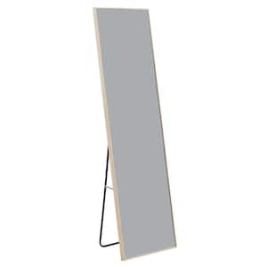 17.3 in. W x 60 in. H Rectangle Solid Wood Frame Full Length Mirror Decorative Mirror in Light Oak