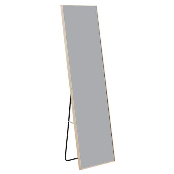 Unbranded 17.3 in. W x 60 in. H Rectangle Solid Wood Frame Full Length Mirror Decorative Mirror in Light Oak