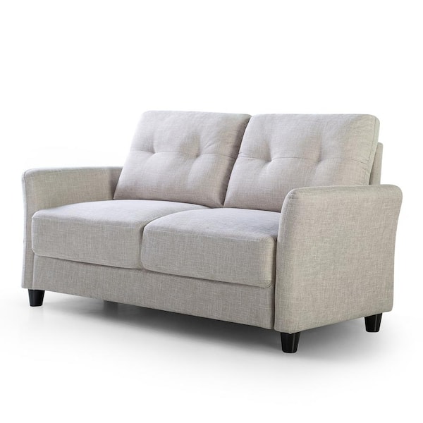 Zinus Ricardo 62 in. Beige Fabric 2-Seat Loveseat with Removable Cushions
