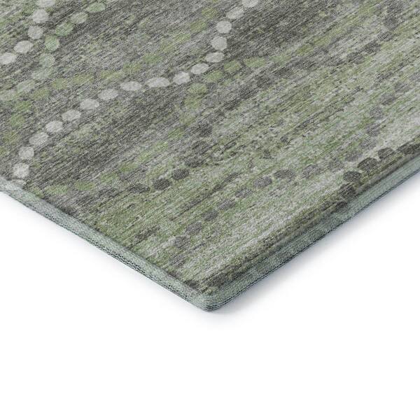 Mayfield Premium Machine Washable Abstract AMF2030 Green 10 ft. x 14 ft. Area Rug