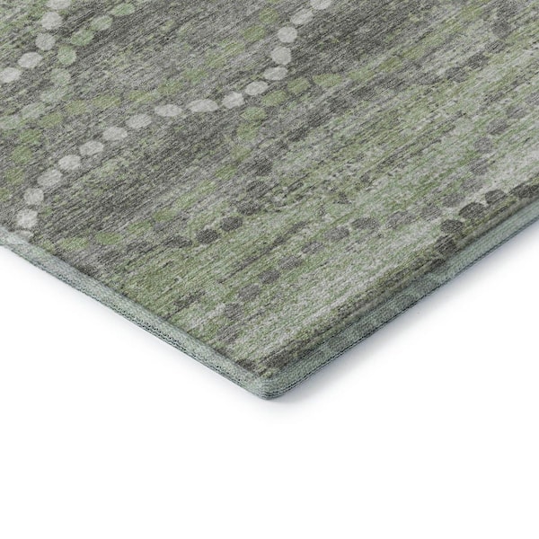 Mayfield Premium Machine Washable Abstract AMF2030 Green 3 ft. x 5 ft. Area Rug