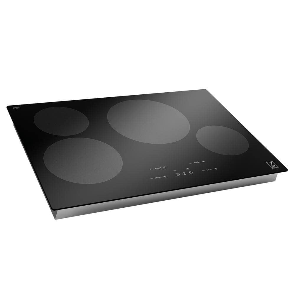 30 in. 4 Burner Top Control Induction Cooktop in Black Glass