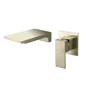Modern Single-handle Wall Mounted Bathroom Faucet in Brushed Gold