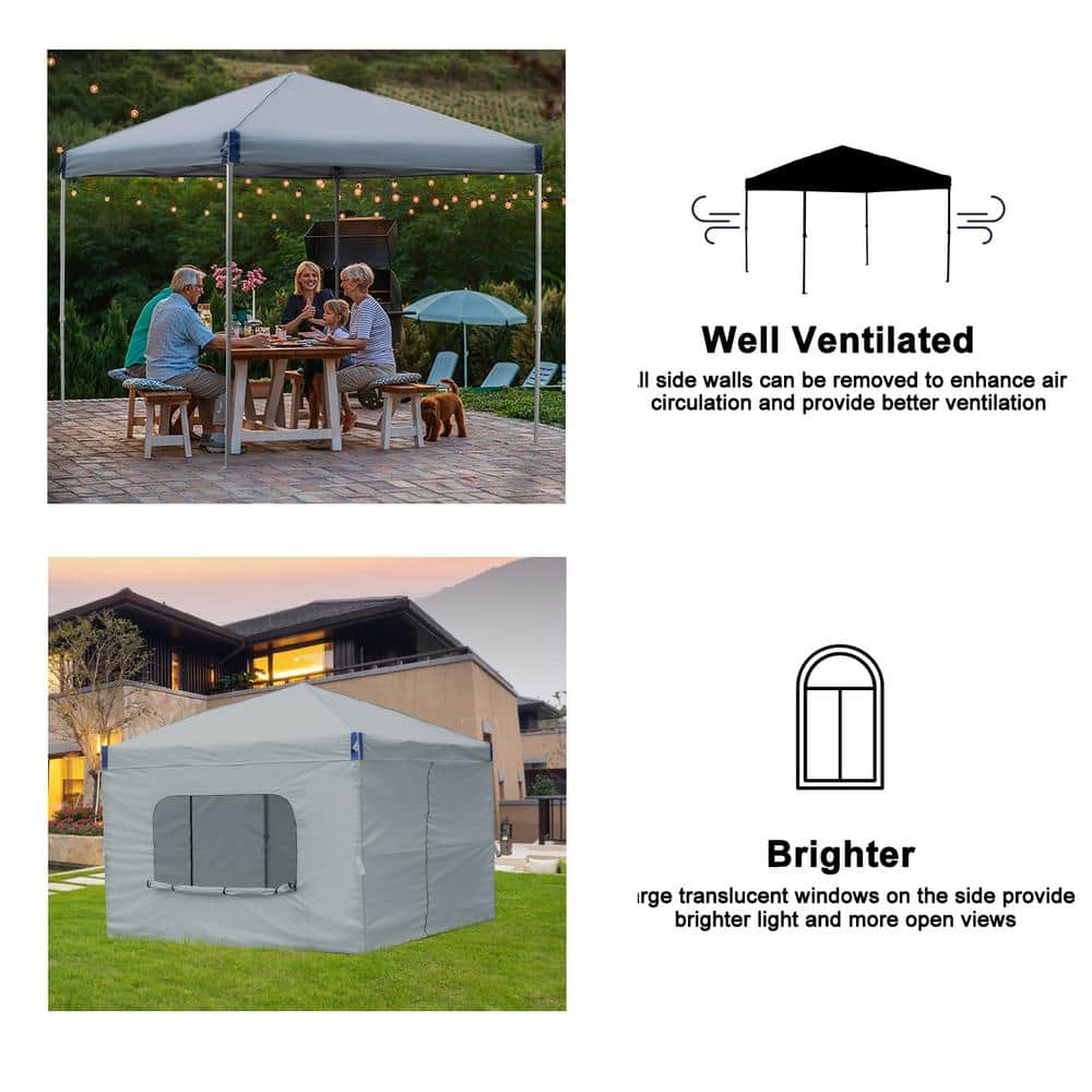 Gray 12 ft x 12 ft Pop Up Canopy Tent with Mesh Sidewalls