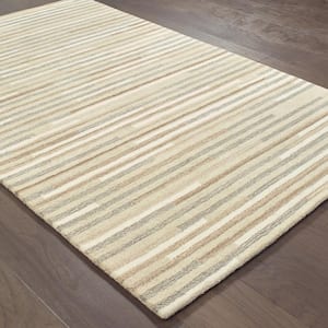 Isadore Beige Doormat 3 ft. x 5 ft. Striped Area Rug