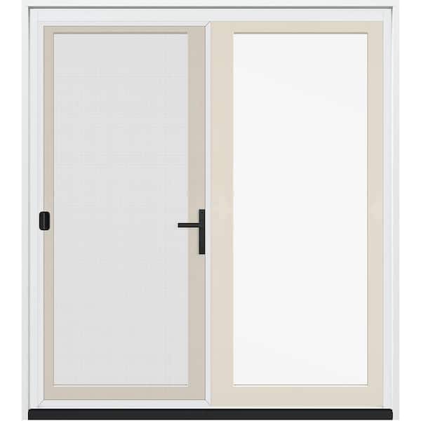 72 in. x 80 in. Right-Hand/Inswing Primed Fiberglass French Patio Door w/ Sliding Screen and Black-Handle