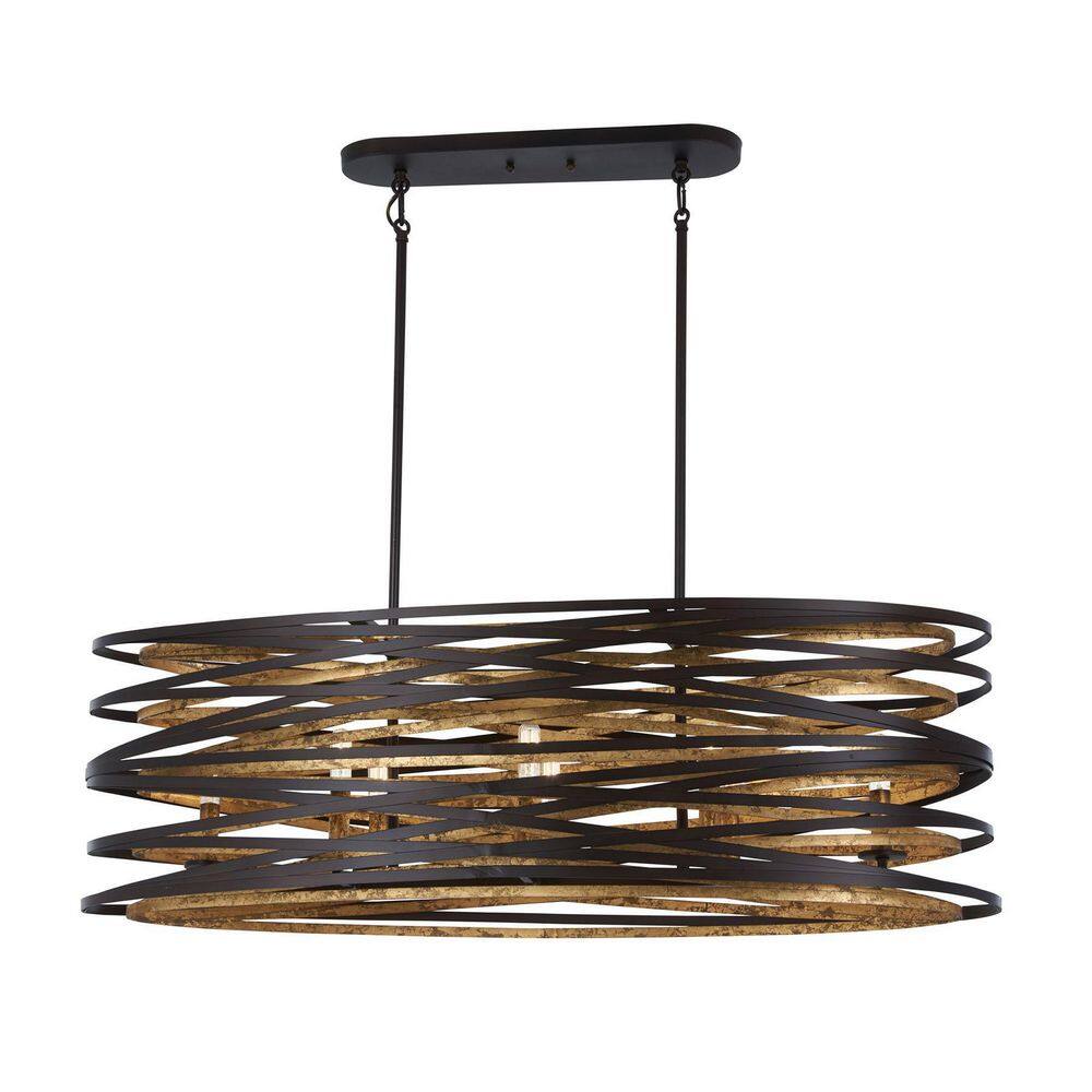 Dark Bronze and Gold 8-Light Aluminum Chandelier