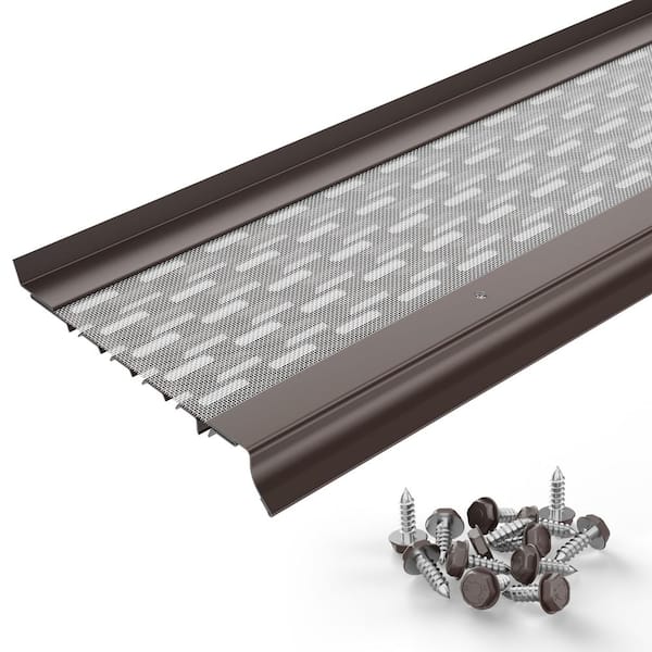 Micromesh [6 in. x 1 ft.] Gutter Guard for Half Round Gutters, Aluminum Frame and SS Mesh, Musket Brown