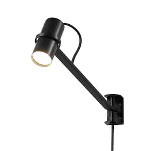 MRDK by Globe 1-Light Matte Black LED Integrated Plug In Wall Sconce with Swing Arm and and Adjustable Shade