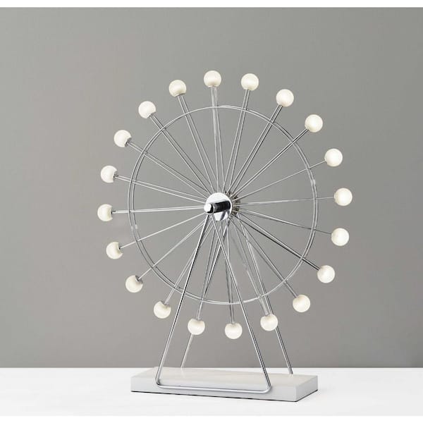 HomeRoots 22 in. Off White Metal Multi Light Bedside LED Table Lamp with Off White Globe Shade