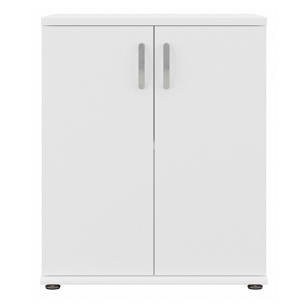 White Engineered Wood Office Storage Cabinet with Adjustable Shelves
