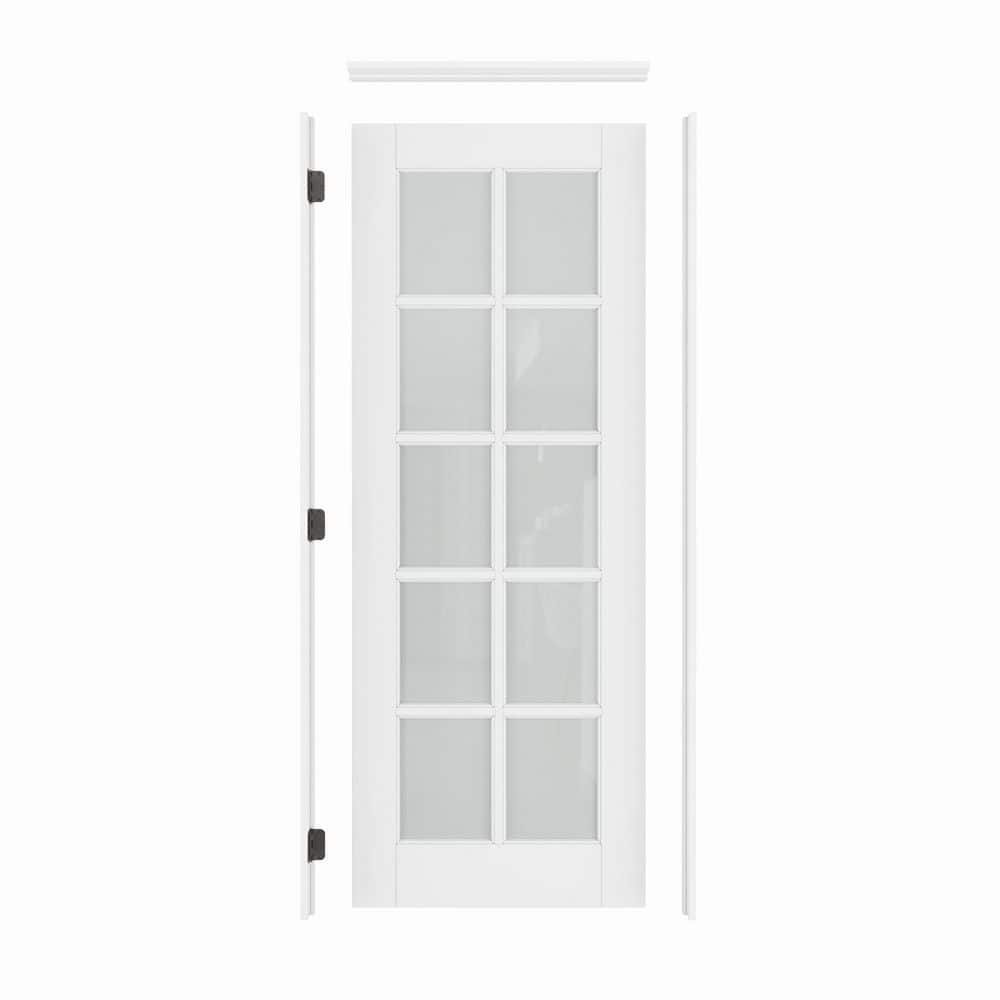 32 in. x 80 in. 10-Lite Frosted Glass Right-Hand White Solid Core Wood Single Prehung Interior Door+ Quick Assemble Jamb price history on PriceWatchPro