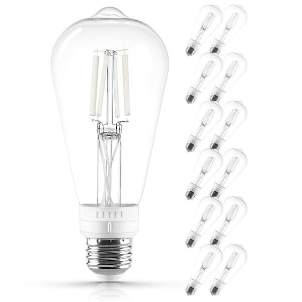 60-Watt Equivalent ST19 LED Light Bulb 5CCT 2700K-5000K 4.5-Watt 500 Lumen White Filament Dimmable E26 UL Listed 12-Pack