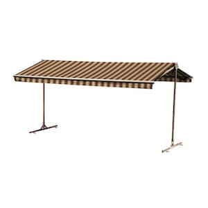 12 ft. Oasis Freestanding Motorized Retractable Awning (120 in. Projection) with Remote in Pecan