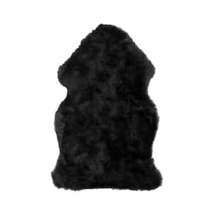 New Zealand Black 2 ft. x 3 ft. Single Sheepskin Area Rug