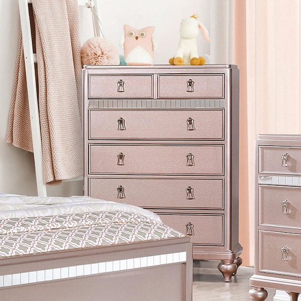 Kloe Rose Gold 5-Drawer 36 in. Chest of Drawers