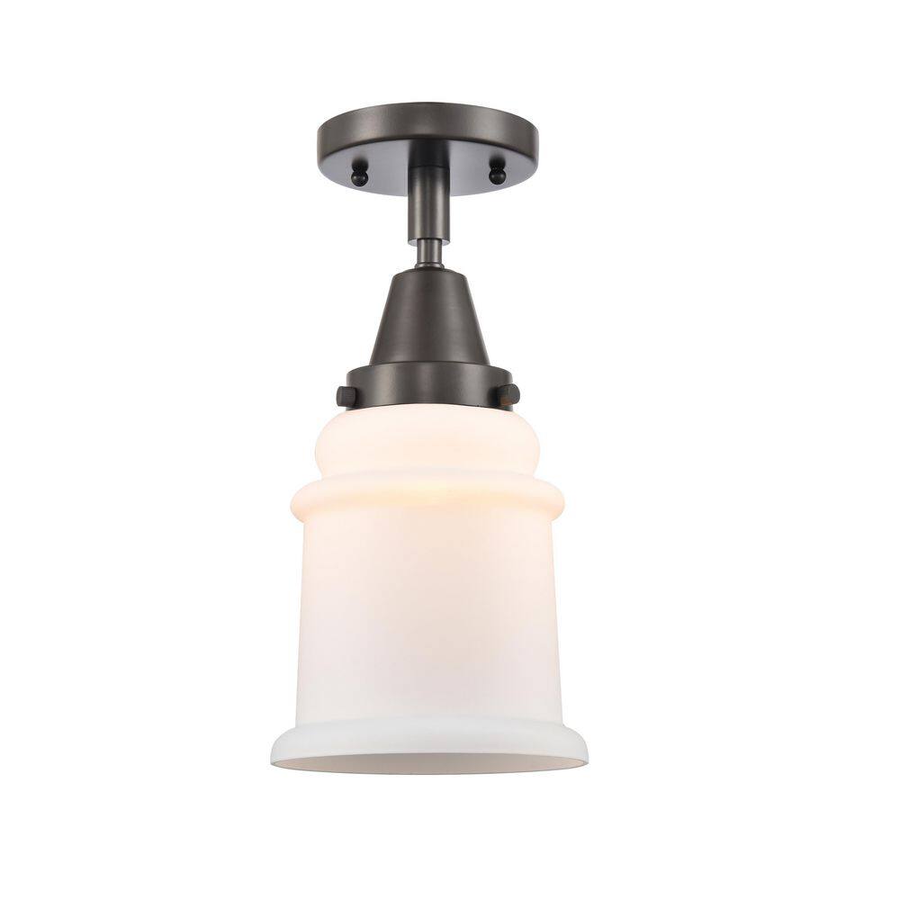 Canton 6 in. 1-Light Oil Rubbed Bronze Industrial Flush Mount with Seeded Glass Shade price history on PriceWatchPro