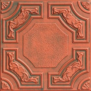 A La Maison Ceilings Evergreen Copper Patina 1.6 ft. x 1.6 ft. Decorative  Foam Glue Up Ceiling Tile (21.6 sq. ft./Case) R28C-8cp - The Home Depot