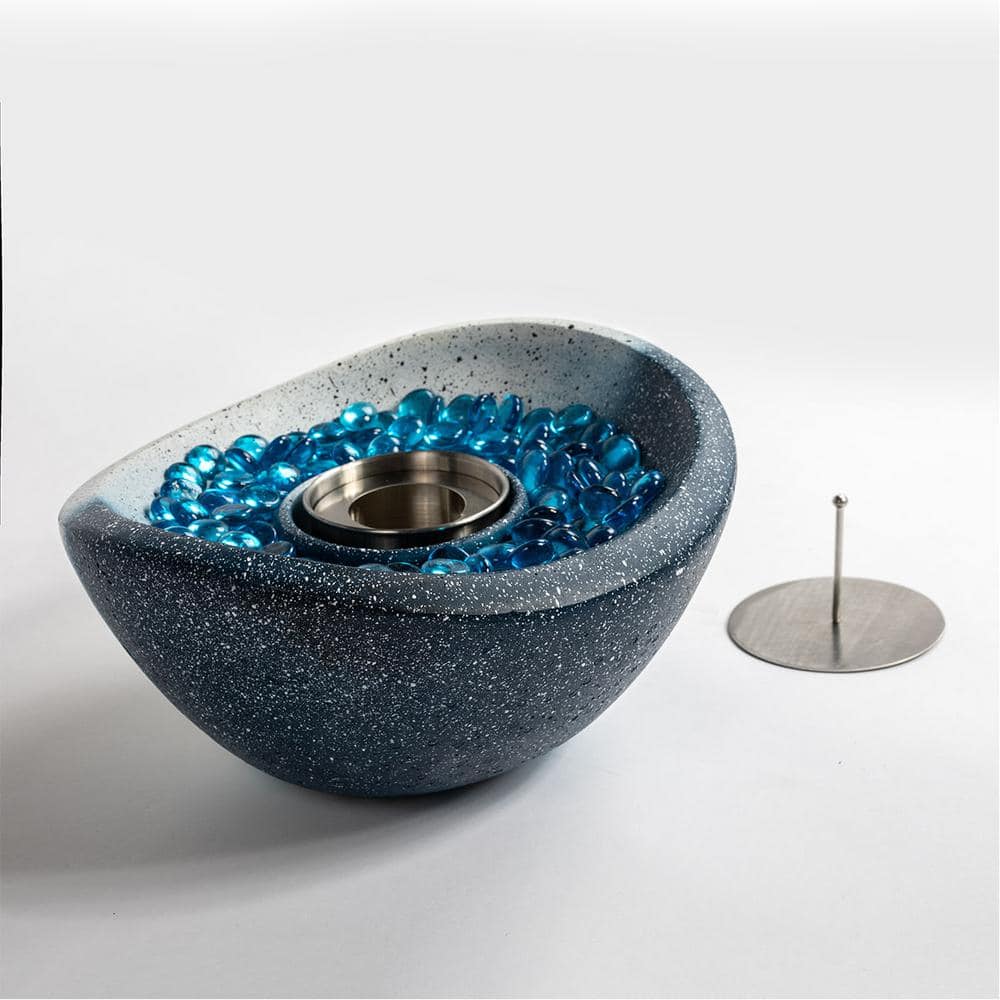 Portable Mini Fire Pit Smokeless Fire Bowl Outdoor Concrete Fire Pit with Stainless Steel Cup, Lid, Glass Beads price history on PriceWatchPro