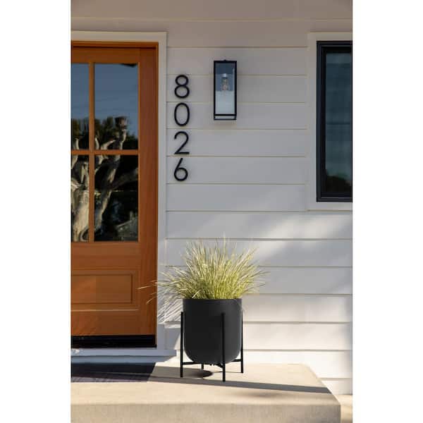 Kona 15 in. Raised with Stand Black Plastic Round Planter with Black Stand