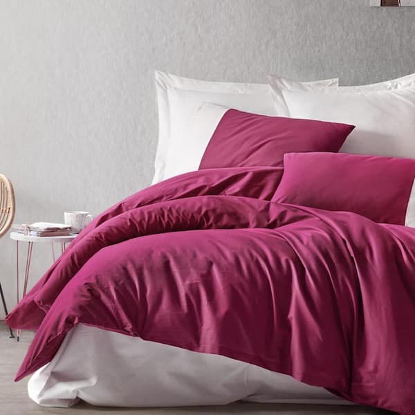 Wine Forever Duvet Cover Set : Claret, Queen Size Duvet Cover, 1 Duvet Cover, 1 Fitted Sheet and 2 Pillowcases