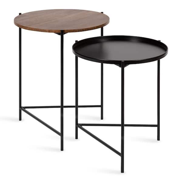 Kate and Laurel Ulani 18.50 in. Natural Round Wood End Table with 2-Pieces