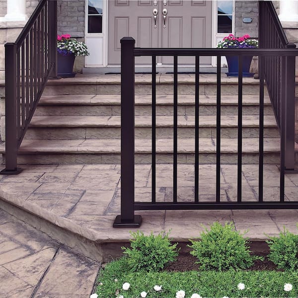 Weatherables Classic Square 3 ft. H x 97-1/4 in. W Textured Black Aluminum Stair Railing Kit
