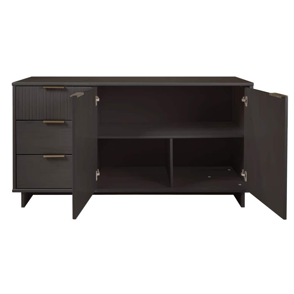 Granville Dark Gray Modern 3-Drawer Buffet Sideboard