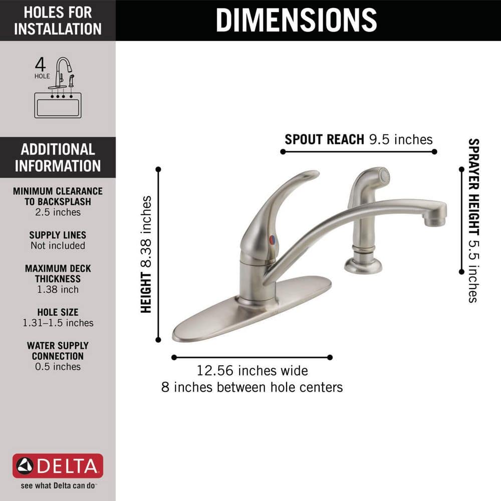 Stainless Steel Single-Handle Kitchen Faucet with Side Sprayer