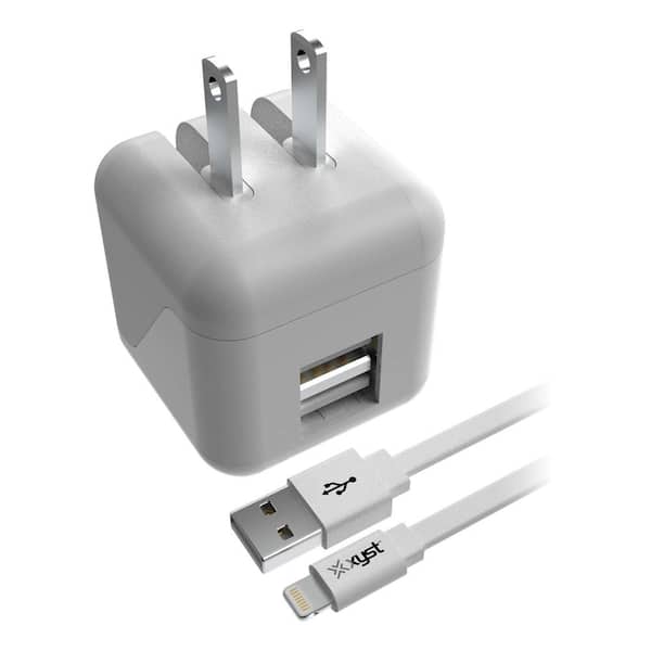Unbranded 2.4 Amp Dual USB Wall Charger With 4 ft. Apple Lightning Cable