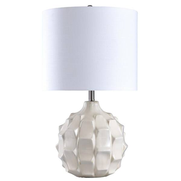 StyleCraft 30 in. Naxos White Table Lamp with White Styrene Shade L27887DS