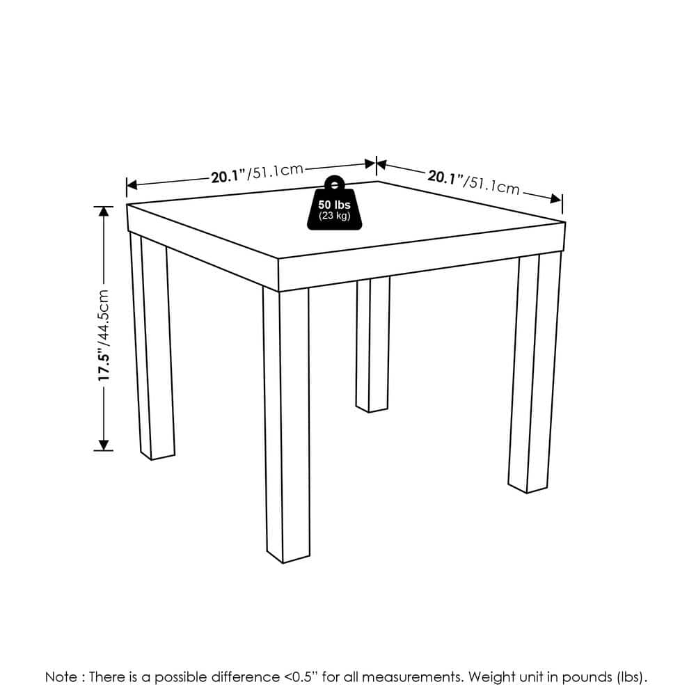 Furinno Black Composite Wood Square Side Table