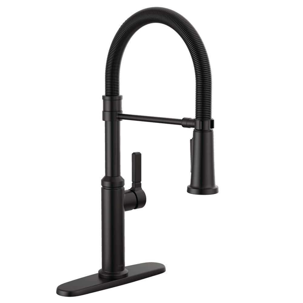 Matte Black Commercial Style Kitchen Faucet with Pull Down Sprayer