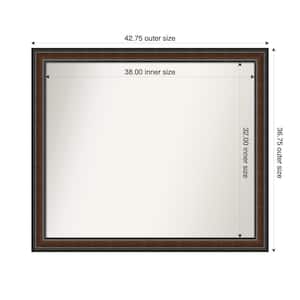 Cyprus Walnut 42.75 in. x 36.75 in. Custom Non-Beveled Wood Framed Bathroom Vantiy Wall Mirror