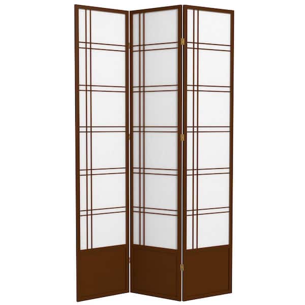 Oriental Furniture 7 ft. Walnut 3-Panel Room Divider