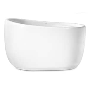 51 in. Acrylic Flatbottom Non-Whirlpool Bathtub in Glossy White with Brushed Nickel Drain and Overflow Cover