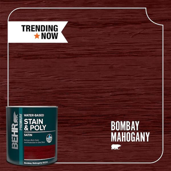 BEHR 1 qt. #TIS-354 Bombay Mahogany Satin Semi-Transparent Water-Based Interior Stain and Poly in One