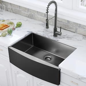 Kitchen Sink, Black Stainless Steel Waterfall Kitchen Sink, Farmhouse  Workstation Sink with LED TEMP Display & Faucet 29.5 x 17.7 x 8.7 Smart