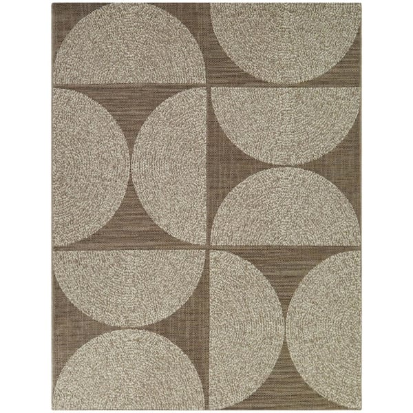 Calza Brown 5 ft. x 7 ft. Geometric Indoor/Outdoor Area Rug