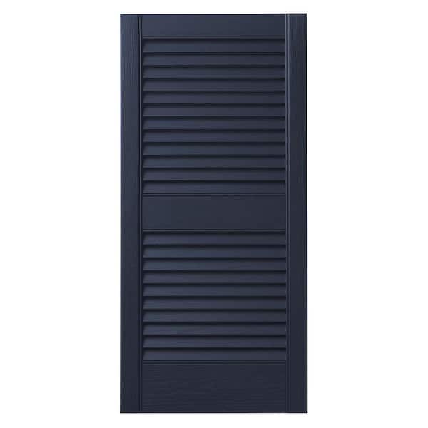 Ply Gem 15 in. x 25 in. Open Louvered Polypropylene Shutters Pair in Dark Navy