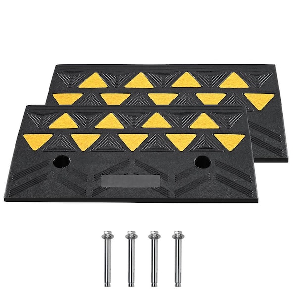 Rubber Curb Ramp 2 Pack 4.3 in. Rise Height Heavy-Duty 33069 lbs. /15 T Capacity Threshold Ramps Driveway Ramps