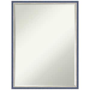 Theo Blue Narrow 19.25 in. x 25.25 in. Petite Bevel Modern Rectangle Wood Framed Bathroom Wall Mirror in Blue