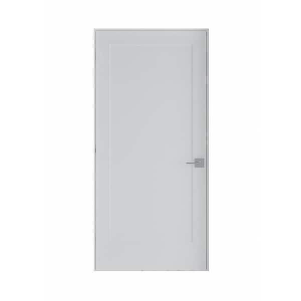 RESO 36 in. x 80 in. Right-Handed Solid Core White Primed Composite Single Prehung Interior Door Satin Nickel Hinges