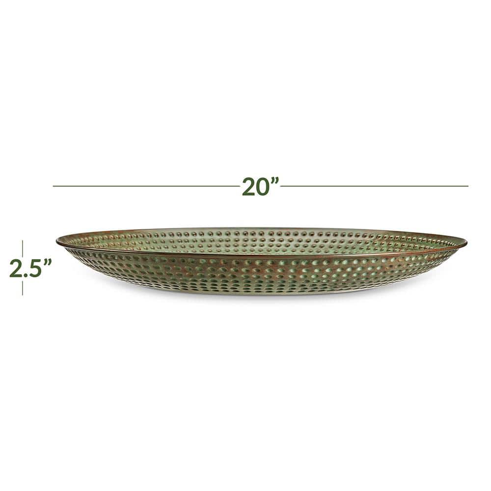 Large 20" Blue Verde Copper Metal Birdbath Basin