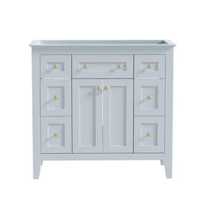 36 in. W x 18 in. D x 33 in. H Modern Bath Vanity Cabinet without Top in Light Blue with 6 Drawers and 2 Doors