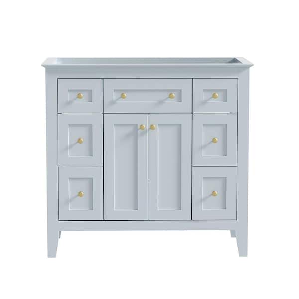 Adrinfly 36 in. W x 18 in. D x 33 in. H Modern Bath Vanity Cabinet without Top in Light Blue with 6 Drawers and 2 Doors